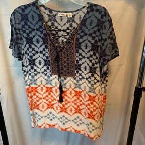 Cato boho top lace up size XL EUC